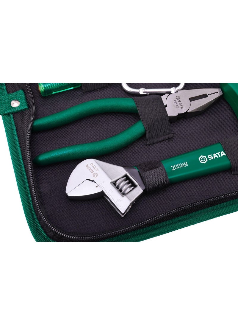 Sata 7-Piece Canvas Repair Tool Set(ST06001SJ), Portable Tool Kit with Hammer, Pliers & Adjustable Wrench, Portable Waterproof Nylon Case, Cr-V Steel Hand Tools, Home & Automotive DIY Kit - Image 4
